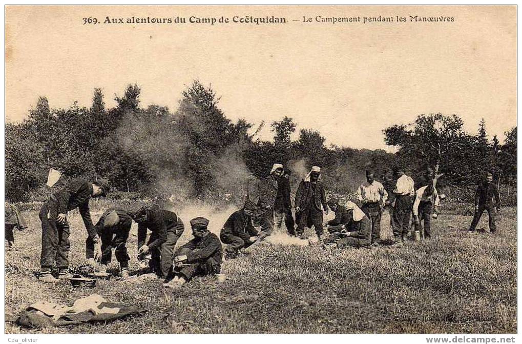 56 COETQUIDAN Camp, Manoeuvres, Campement, Tentes, Très Animée, Ed ? 369, 191? - Guer Coetquidan