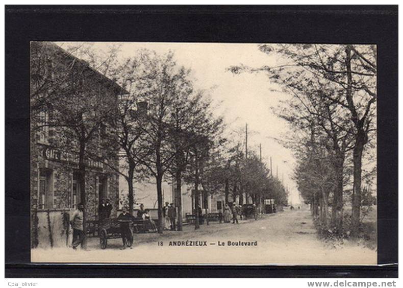 42 ANDREZIEUX Boulevard, Animée, Restaurant, Ed ? 18, 1915 - Andrézieux-Bouthéon