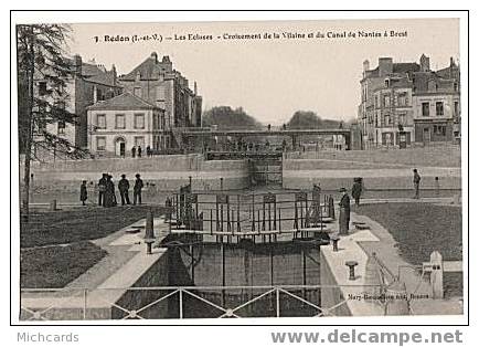 CPA 35 REDON - Les Ecluses - Croisement De La Vilaine Et Du Canal De Nantes A Brest - Redon