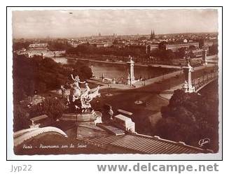 Jolie CP Photo 75 Paris Panorama Sur La Seine Ed Gani 564 Obl Méca 7 Lignes Ondulées / Tp 691 Dulac Londres - Zeppelin - La Seine Et Ses Bords