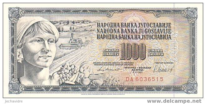 YOUGOSLAVIE   1 000 Dinara  Daté Du 04-11-1981  Signature 11  Pick 92d    ***** BILLET  NEUF ***** - Yugoslavia