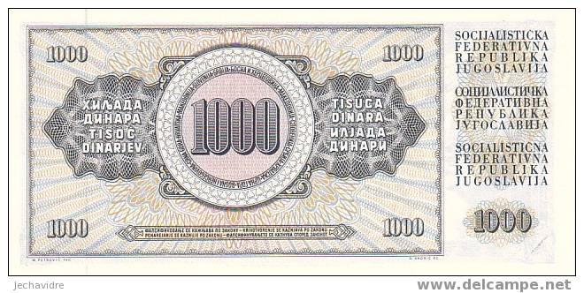 YOUGOSLAVIE   1 000 Dinara  Daté Du 04-11-1981  Signature 11  Pick 92d    ***** BILLET  NEUF ***** - Jugoslawien
