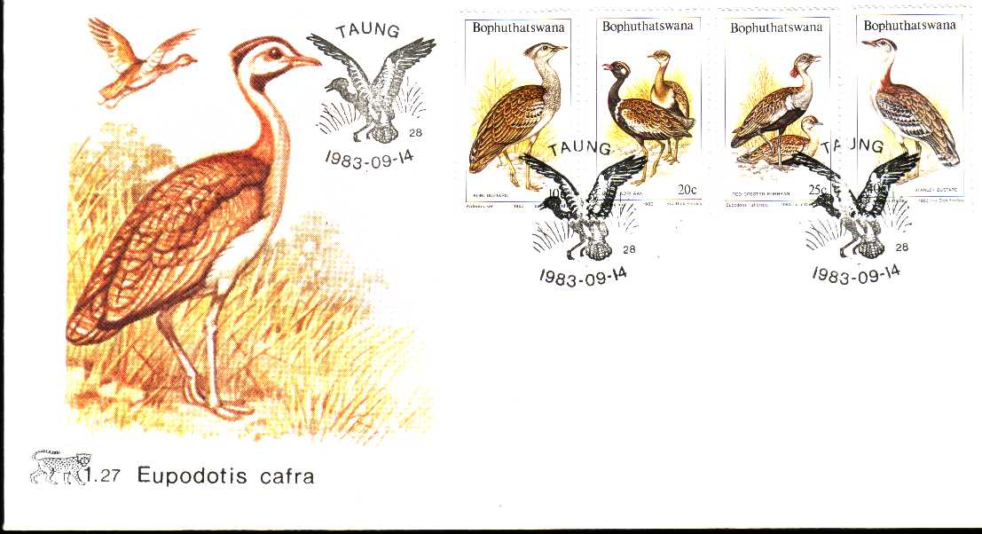 Fdc Bophuthatswana 1983 Animaux & Faune Oiseaux Cigognes & échassiers Birds Of The Veld Oiseaux - Cicogne & Ciconiformi