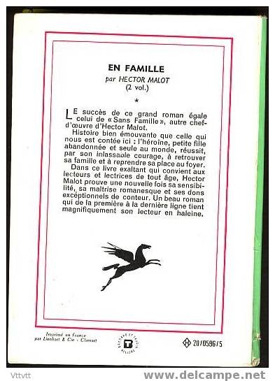 "EN FAMILLE" De Hector Malot, Tome 2. Edition Hachette N° 112 (1970). - Bibliothèque Verte