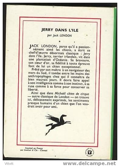 "JERRY DANS L'ILE" De Jack London. Edition Hachette N° 165 (1966). Bon état - Bibliothèque Verte
