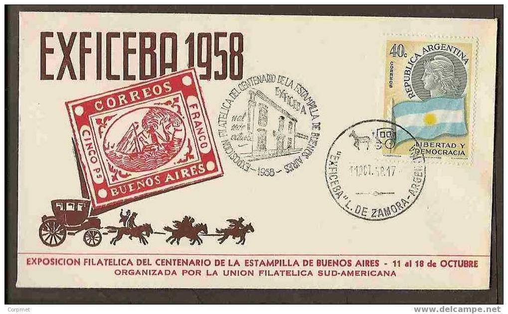 FLAGS + CARRIAGES - TRANSPORTATION - COMM 100th ANNIV OF BUENOS AIRES STAMP - VF COVER - Enveloppes