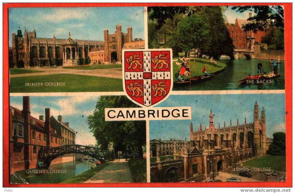 * Cambridge (Cambridgeshire) * England, école, Vieux Carte, Old, Trinity College, Bridge, King's College,schoo - Cambridge