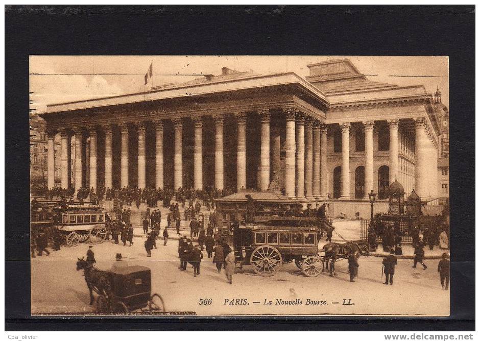 75 PARIS II Bourse, Très Animée, Diligences, Ed LL 566, 1913 - Distretto: 02