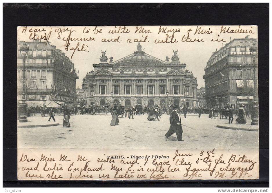 75 PARIS II Place De L'Opéra, Animée, Ed ?, 1902 - Distretto: 02