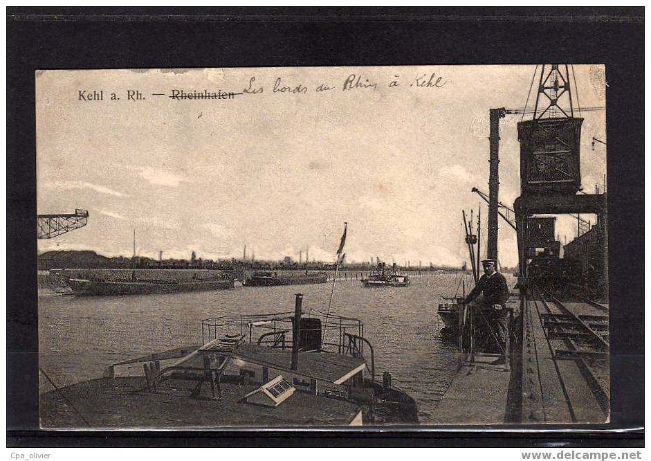 ALL KEHL Rheinhafen, Bords Du Rhin, Quai, Animée, Beau Plan, Péniche, Ed Reitz, 191? - Kehl