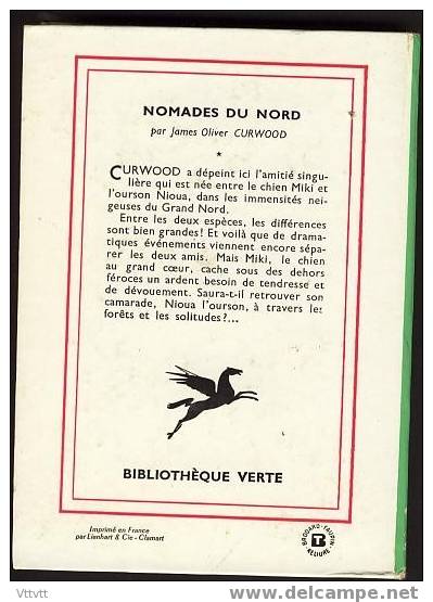 "NOMADES DU NORD" De James Oliver Curwood. Edition Hachette N° 182 (1966). Bon état - Bibliothèque Verte