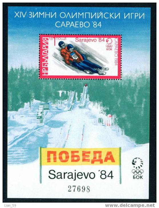 3248 Bulgaria 1983 SPORT Luge De Course Rennrodeln - Winter Olympic Games Sarajevo 84 BLOCK ** MNH - Hiver