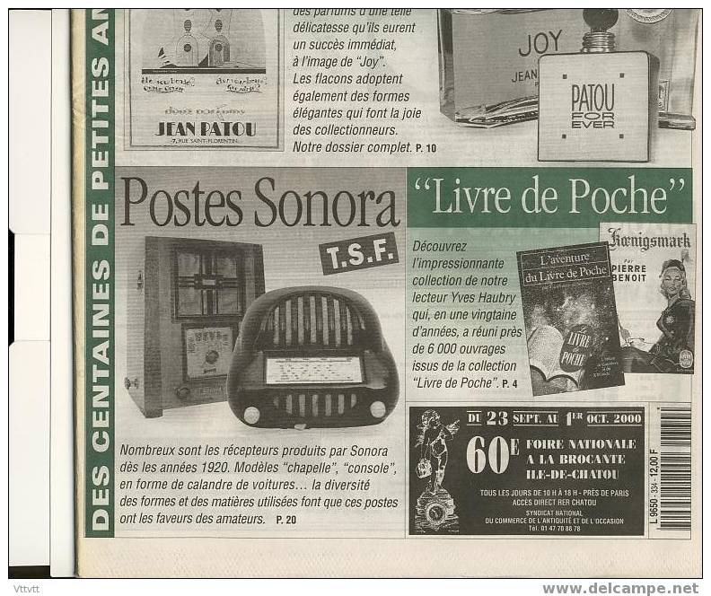 LA VIE DU COLLECTIONNEUR, N° 334, Septembre 2000 : Parfums Jean Patou, Postes Sonora, Livre De Poche - Brocantes & Collections