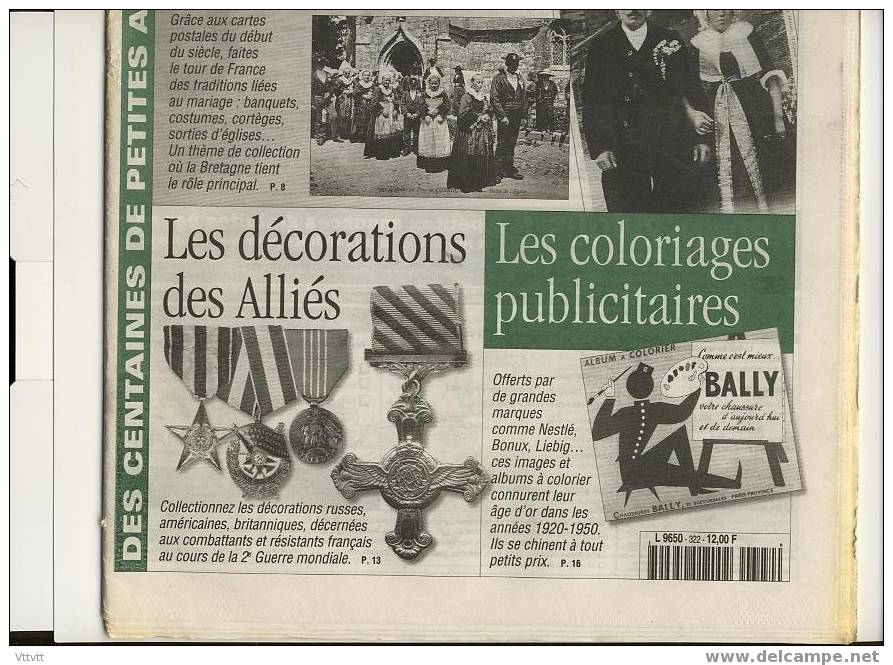 LA VIE DU COLLECTIONNEUR, N° 322, Juin 2000 : Mariages Et Noces En Cartes Postales, Décorations Des Alliés, Coloriages - Brocantes & Collections