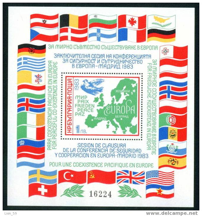 3265 Bulgaria 1983 EUROPA KSZE BLOCK ** MNH/ FLAG - Sweden /Konferenz  Zusammenarbeit Europa - Sonstige & Ohne Zuordnung