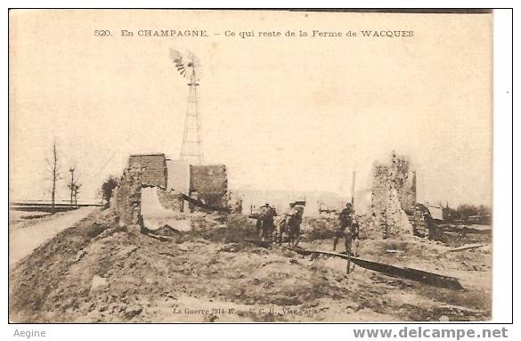 Eolienne- Eoliennes  - Ref No 70- En Champagne -ce Qui Reste De La Ferme De Wacques  - Bon Etat - Châteaux D'eau & éoliennes