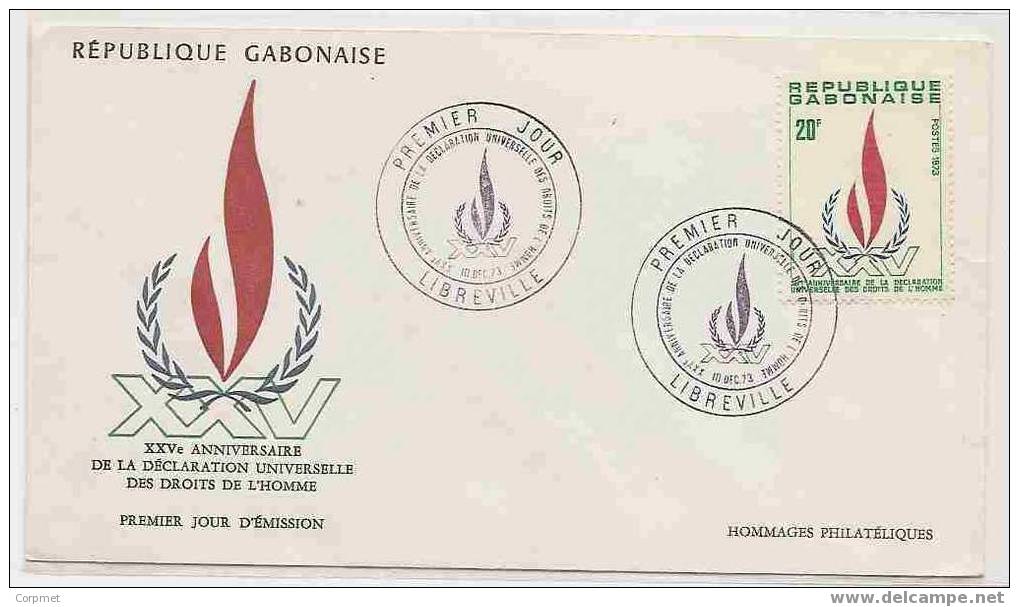 HUMAN RIGHTS DECLARATION On FIRST DAY REPUBLIQUE GABONAISE COVER - COMM CANCELLATION - Refugees