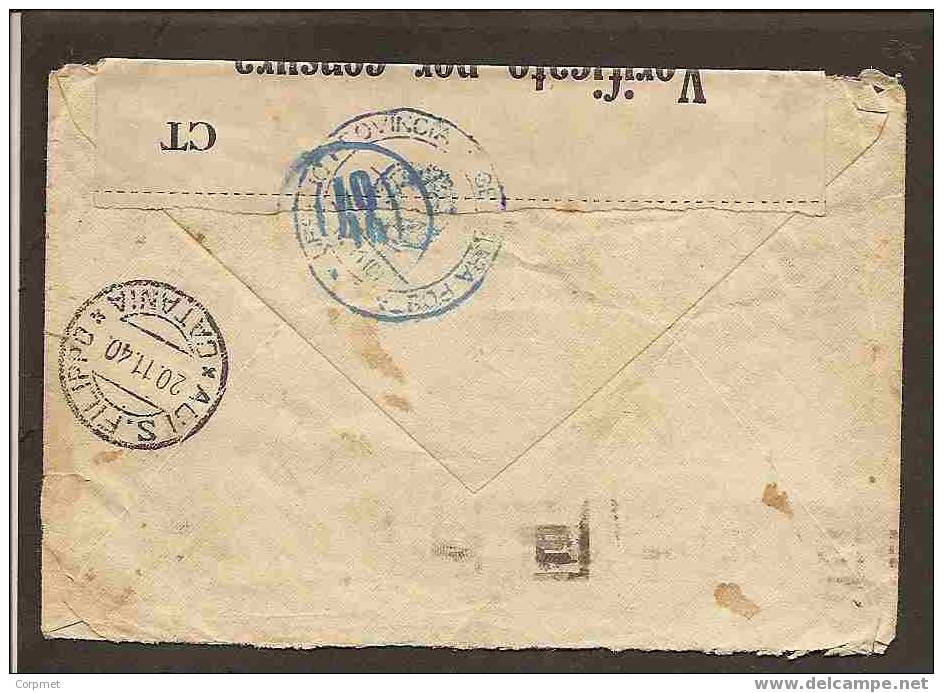 ITALIA - VF 1940 - ACI S. FILIPPO - CATANIA CENSORED COVER - Militärpost (MP)