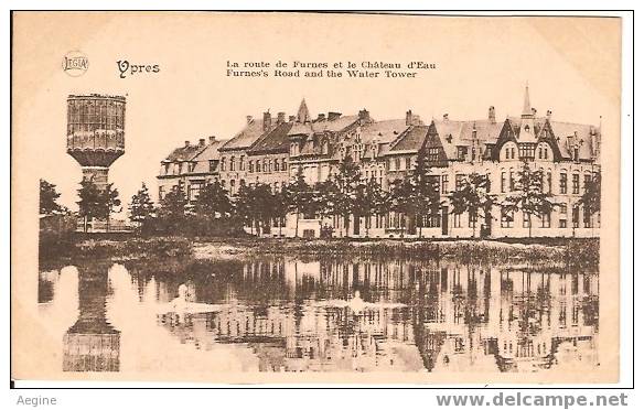 Chateau D Eau - Ref No 14- Ypres -belgique - La Route De Furnes Et Le Chateau D Eau  - Bon Etat - Châteaux D'eau & éoliennes