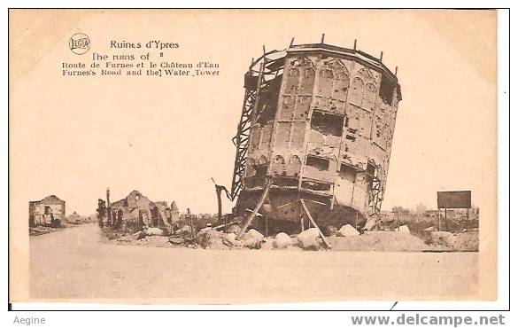 Chateau D Eau - Ref No 06-ruines D Ypres- Belgique - Route De Furnes Et Le Chateau D Eau    - Bon Etat - Châteaux D'eau & éoliennes