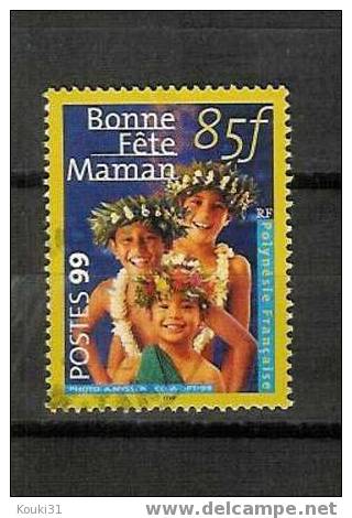 Polynésie YT 586 Obl : "Bonne Fête Maman" , Enfant Avec Couronne Et Colliers De Fleurs - 1999 - Gebraucht