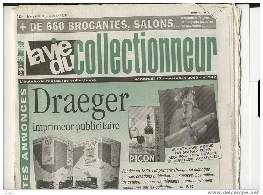 LA VIE DU COLLECTIONNEUR, N° 342, Novembre 2000 : Draeger Imprimeur Publicitaires, Daguerréotypes, Dinosaures - Trödler & Sammler