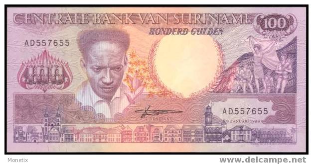 Suriname #133b, 100 Gulden, 1988, UNC - Suriname