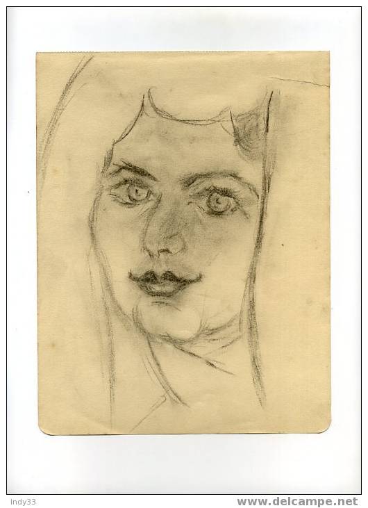 - PORTRAIT DE FEMME. DESSIN PROVENANT D´UN CARNET DE CROQUIS FAITS A ALGER EN 1941 . - Dessins