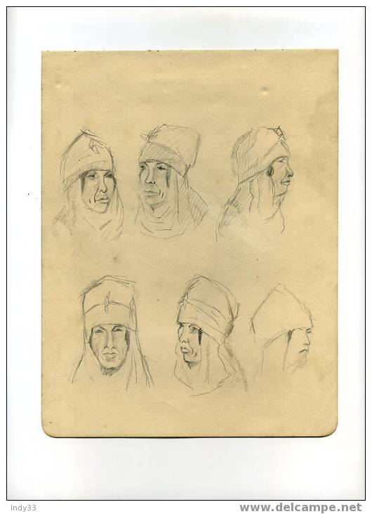 - 6 PORTRAITS DE FEMME. DESSIN PROVENANT D´UN CARNET DE CROQUIS FAITS A ALGER EN 1941 . - Dibujos