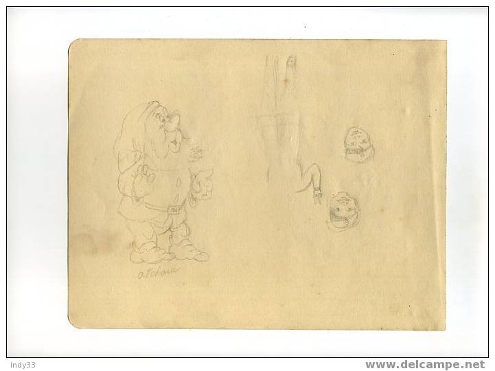 - NAINS DE W. DISNEY . DESSINS PROVENANT D´UN CARNET DE CROQUIS FAITS A ALGER EN 1941 . - Zeichnungen