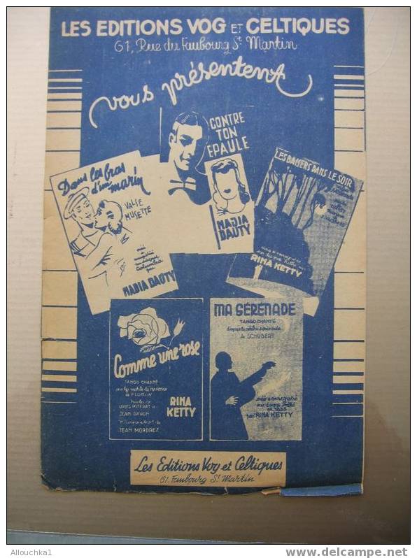 PARTITION DE NADIA DAUTY CONTRE TON EPAULE 1940 - Song Books