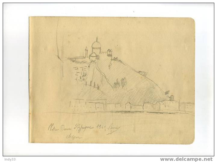 - VUE D'ALGER . DESSINS PROVENANT D´UN CARNET DE CROQUIS FAITS A ALGER EN 1941 . - Dibujos