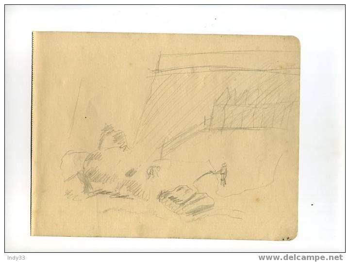 - BORD DE MER . DESSIN PROVENANT D´UN CARNET DE CROQUIS FAITS A ALGER EN 1941 . - Drawings