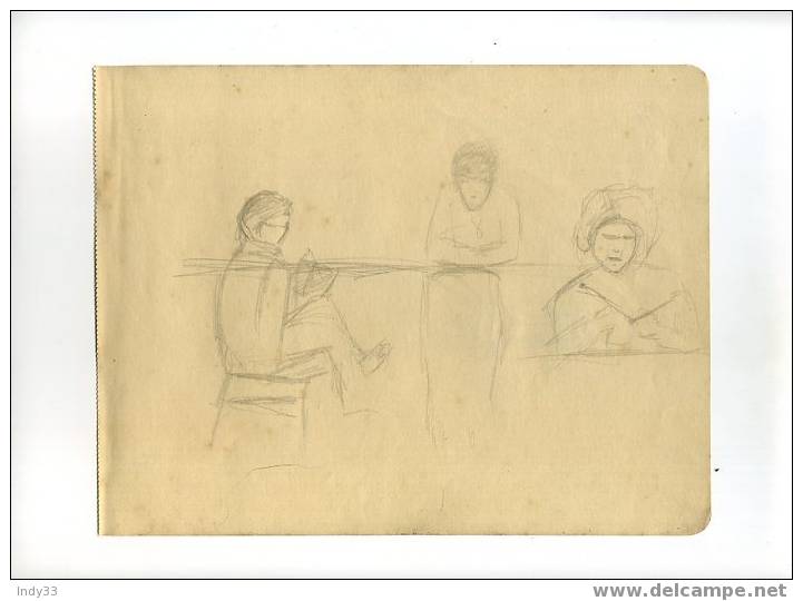 - CROQUIS DE PERSONNAGES .DESSIN PROVENANT D´UN CARNET DE CROQUIS FAITS A ALGER EN 1941 . - Drawings