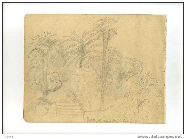 - ALGER , LE BARDO .DESSIN PROVENANT D´UN CARNET DE CROQUIS FAITS A ALGER EN 1941 . - Disegni