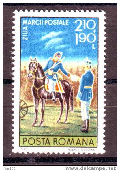 ROMANIA  1977  ** Mi 3473, HORSES, MNH,OG. - Police - Gendarmerie