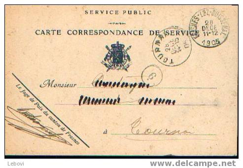 Carte Postale (service) - A Circulé (franchise) Entre FRASNES-LEZ-BUISSENAL  Et TOURNAI (1905) - Franquicia