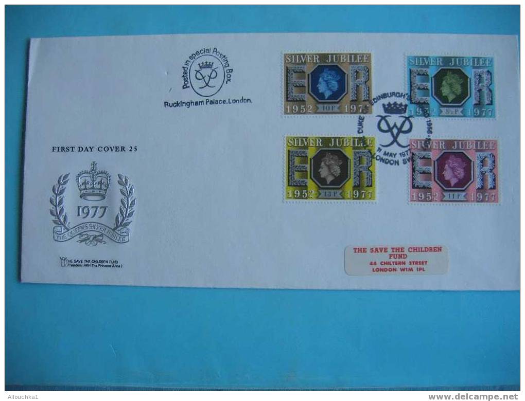 MARCOPHILIE GRANDE BRETAGNE 1ER JOUR  SILVER JUBILEE 1977 FIRST DAY COVER - Postmark Collection