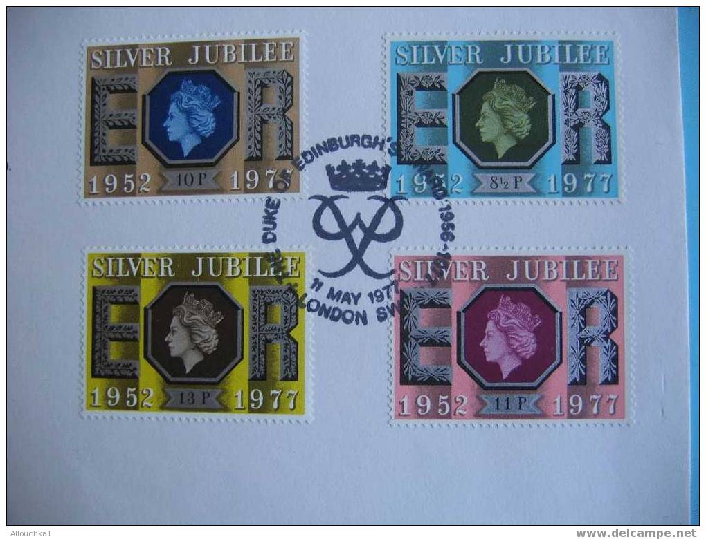 MARCOPHILIE GRANDE BRETAGNE 1ER JOUR  SILVER JUBILEE 1977 FIRST DAY COVER - Postmark Collection