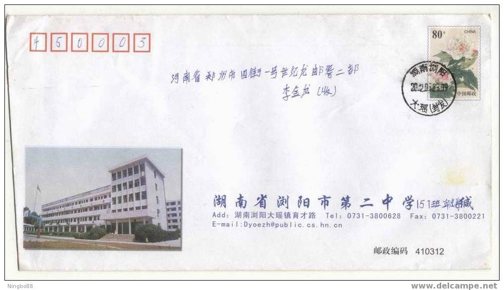 Basketball Stand,China 2002 Liuyang No.2 High School Advertising Postal Stationery Envelope - Pallacanestro