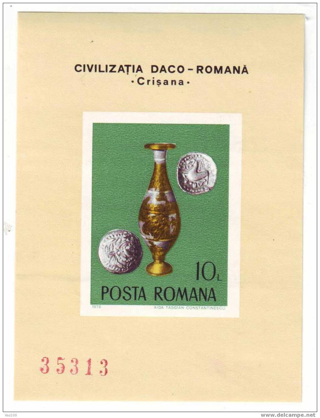 ROMANIA  1976  Archaeology  **BLOCK   Mi  Nr.132, IMPERFORATED, MNH, OG. - Vor- Und Frühgeschichte