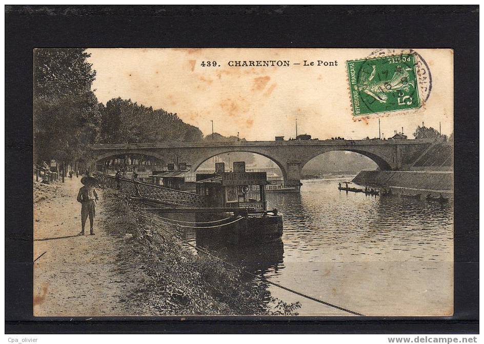 94 CHARENTON LE PONT Pont, Bateau Lavoir ?, Animée, Ed Malcuit 439, 1913 - Charenton Le Pont