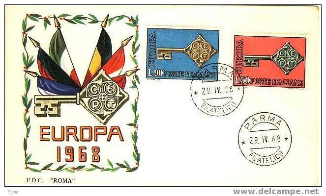 ITALIA FDC "ROMA"  1968  E U R O P A - 1968