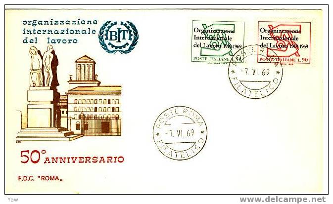 ITALIA FDC "ROMA"  1969  ORGANIZZAZIONE INTERNAZIONALE DEL LAVORO - OIT