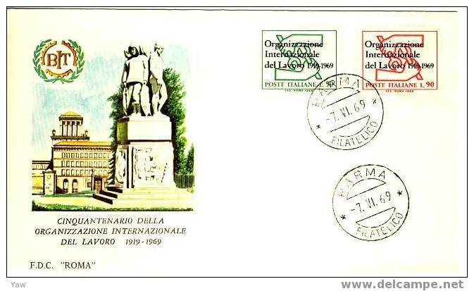 ITALIA FDC "ROMA"  1969  ORGANIZZAZIONE INTERNAZIONALE DEL LAVORO - ILO