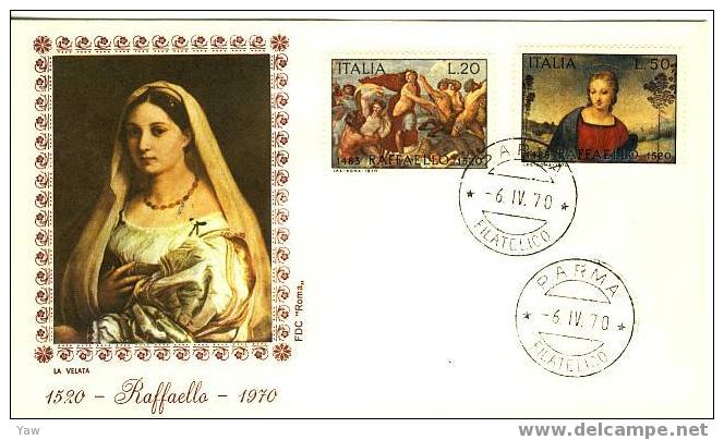 ITALIA FDC "ROMA"  1970  RAFFAELLO SANZIO PITTORE ARCHITETTO 1483-1520 - Religión