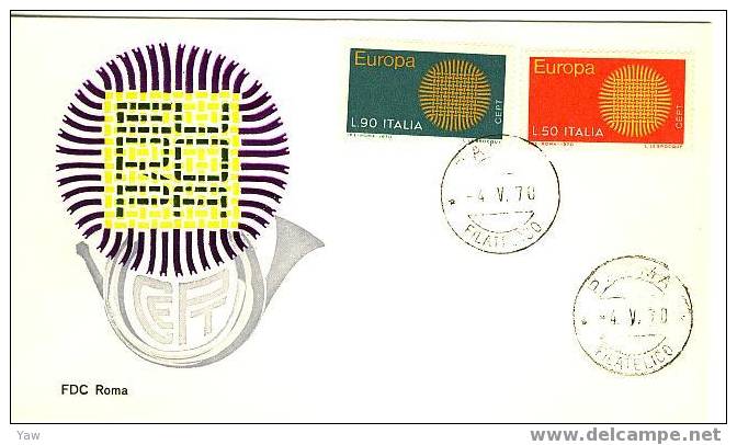 ITALIA FDC "ROMA"  1970  E U R O P A . SOLE STILIZZATO - 1970