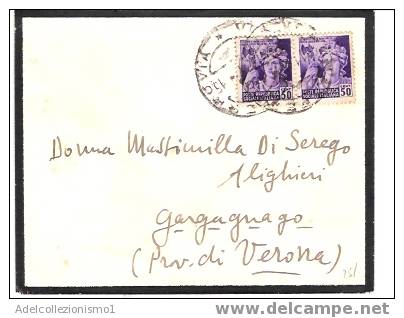 596)lettera Con 2x50c. Da Genova A Verona Il 3-7-1944 - Marcophilia