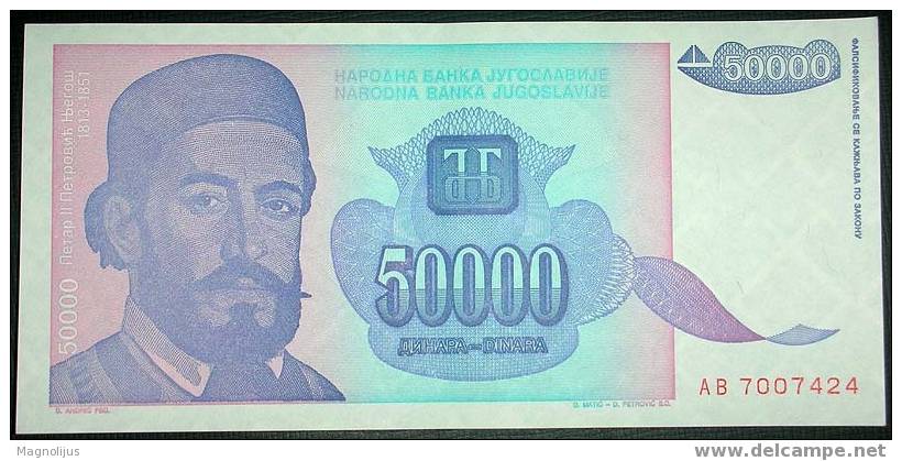 Yugoslavia,Banknote,Paper Money,Inflation,50.000 Dinars,1993. - Jugoslawien