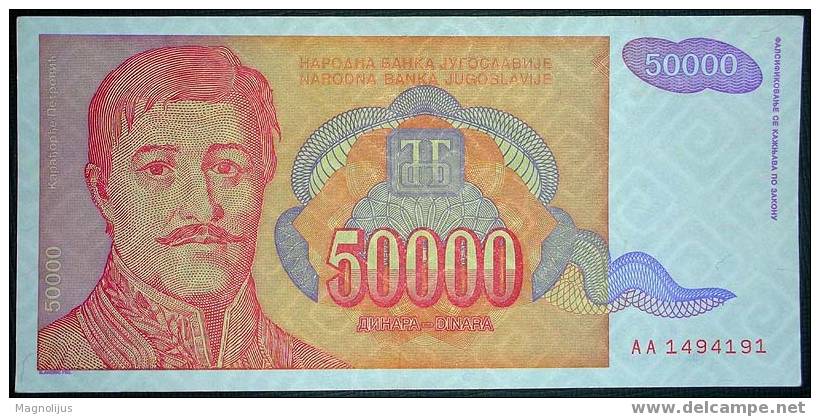 Yugoslavia,Banknote,Paper Money,Inflation,50.000 Dinars,1994. - Yougoslavie